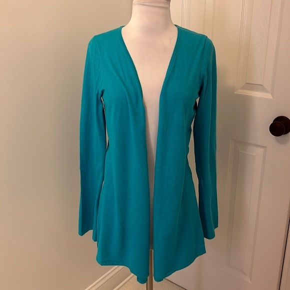 Minnie Rose Turquoise Open Cardigan Sweater - Picture 1 of 9